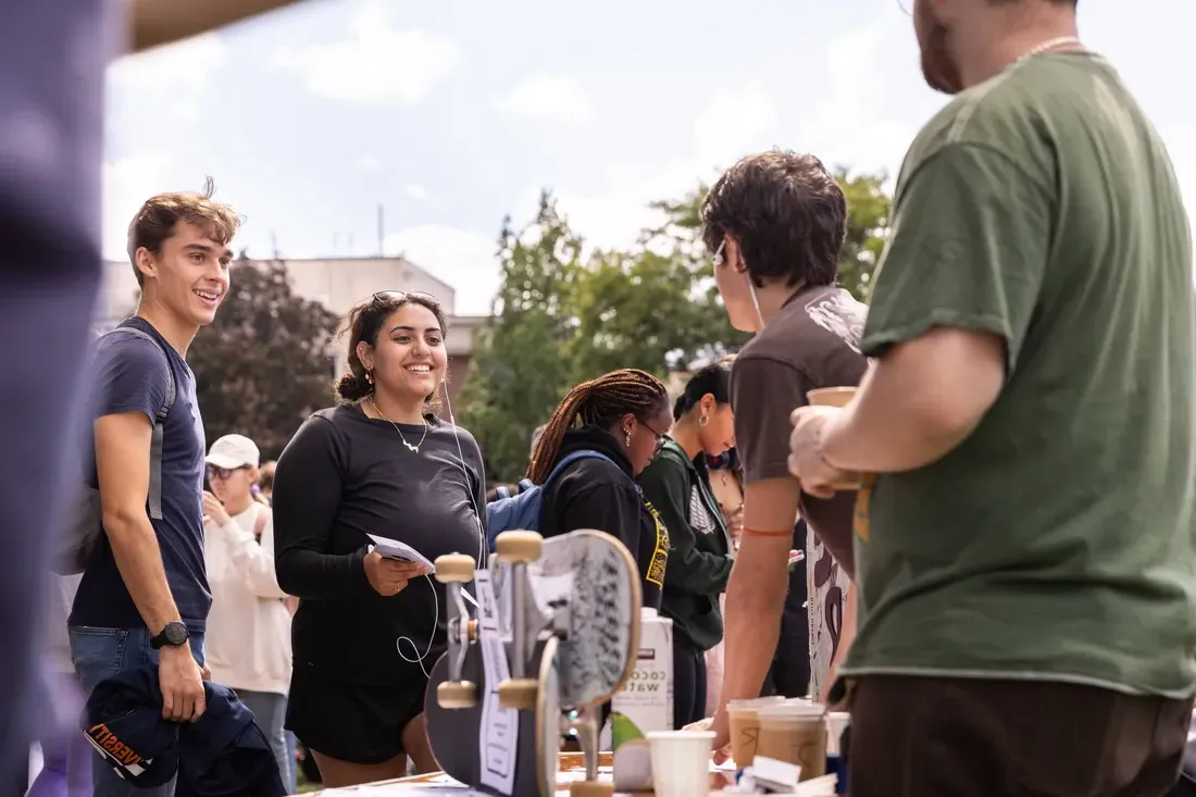 Students at a student involvement fair.